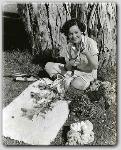 Maureen passing time between scenes of Tarzan and his Mate